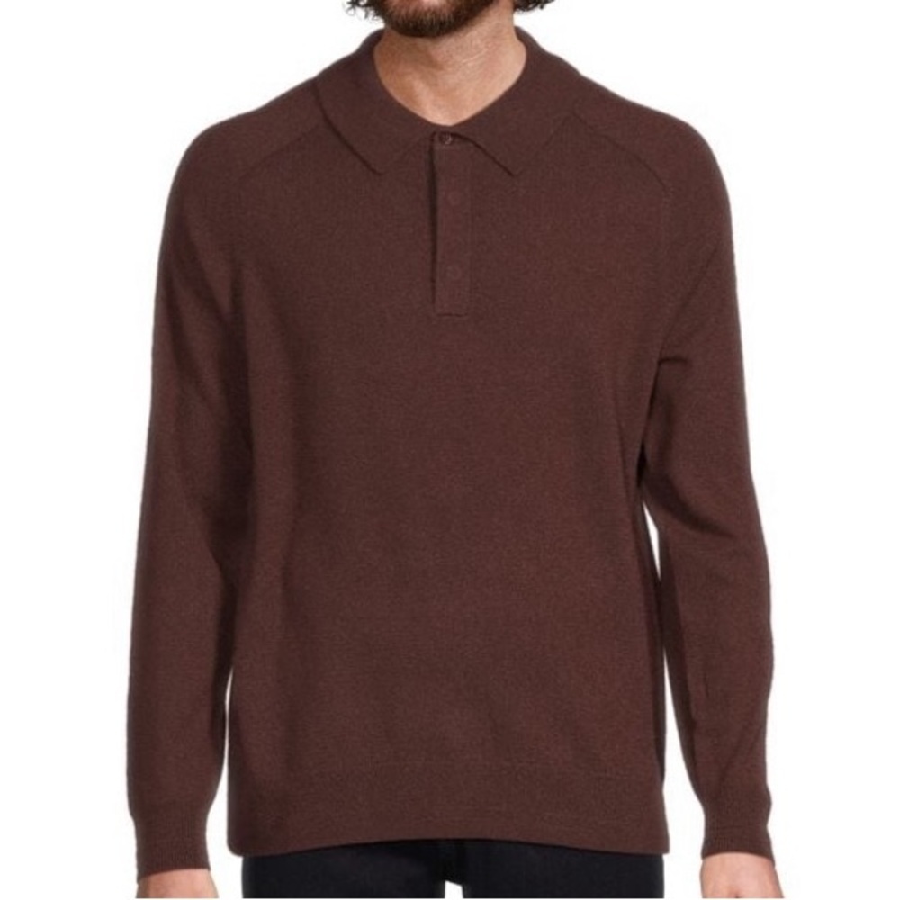 Magaschoni 100% Cashmere Men’s Polo Sweater Brown – Luxury Holiday Gift NWT